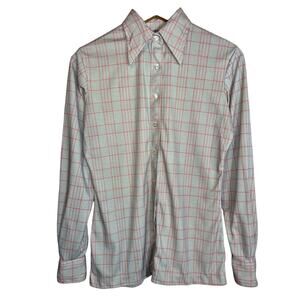 Vintage 1970s Elles Belles Knits Women's Full Button Point Collar Dress Shirt M